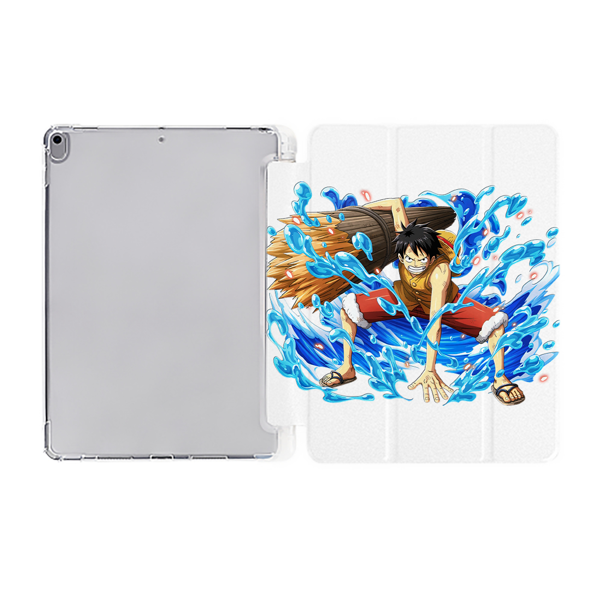 （画像用） ワンピース モンキー・D・ルフィ ONE PIECE Monkey D. Luffy IPad ケース ペン収納付き 三つ折りスタンド PUレザー×シリコン 対応機種9.5/10.5/10.9インチ
